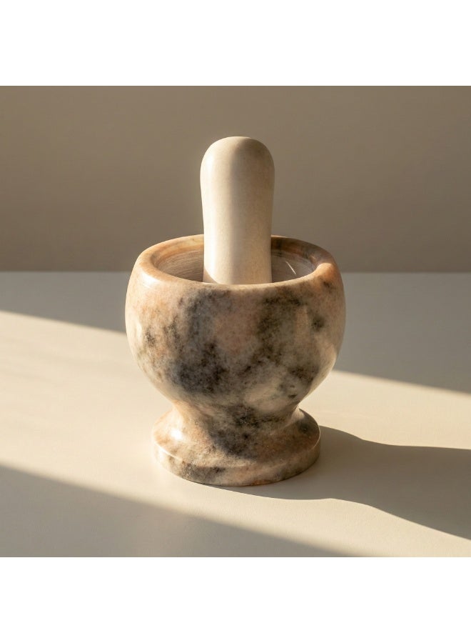 كذا هوم هاون ومدقة رخام طبيعي مطحنة حجرية متينة للتوابل والأعشاب مصر - Image 2